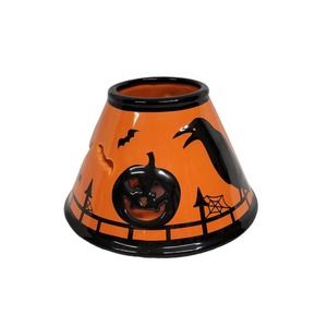 White Barn Halloween Orange Jack-o-lantern Owl Crow Spiders Jar Candle Shade